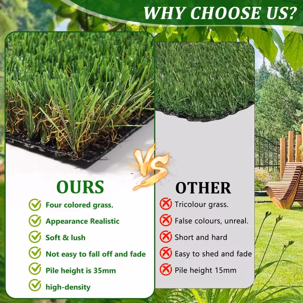 Prato Sintetico Esterno Minimal Verde 2x2m con Altezza Pelo 3,5cm per Giardino, Balcone e Animali Domestici – 2