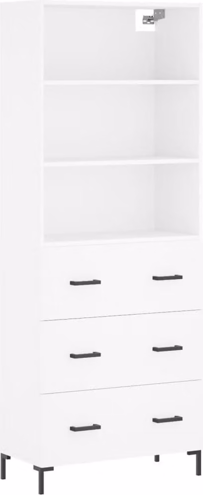 Credenza Bianca 69,5x34x180 cm in Legno Multistrato