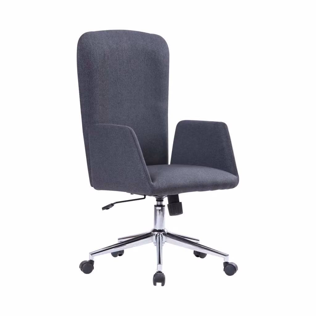 Sedia da ufficio presidenziale Petrarca DMORA, poltrona ergonomica con braccioli e struttura in metallo, Grigio, L: 55 cm, P: 56 cm, H: 98/105 cm – 2