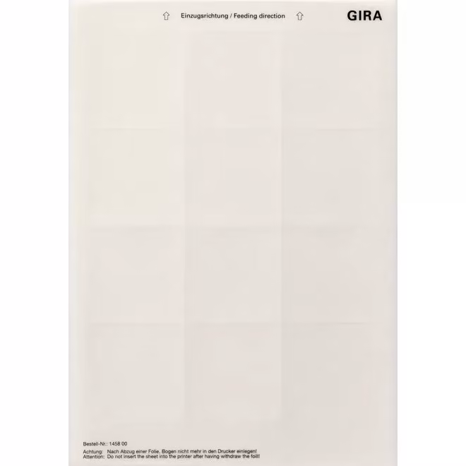 Gira 145800 Fogli per etichette 62,0x62,0 mm Accessori