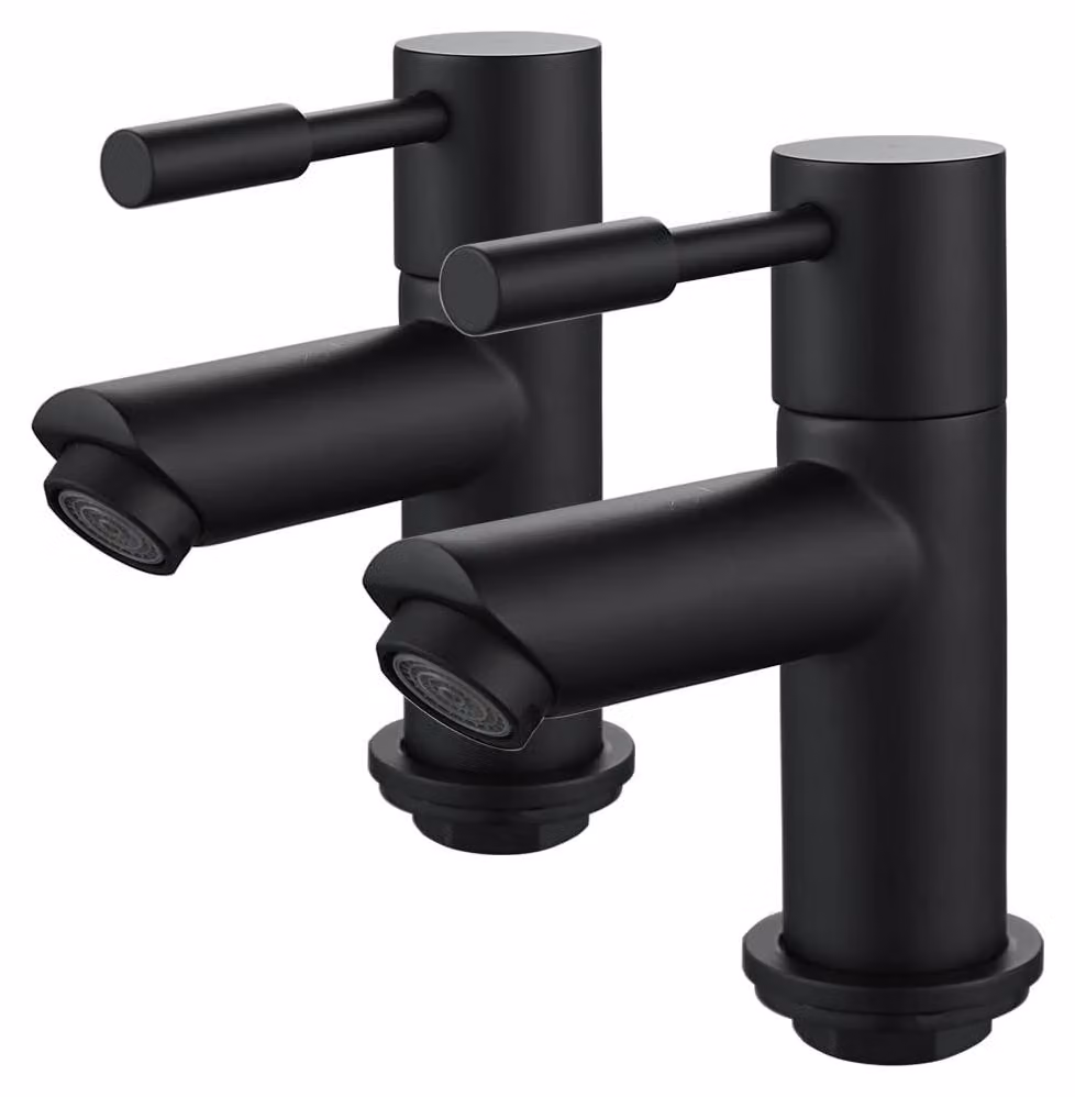 Set di due miscelatori per lavabo, attacco 1/2", cromati, con controllo separato dell'acqua fredda e calda, colore nero