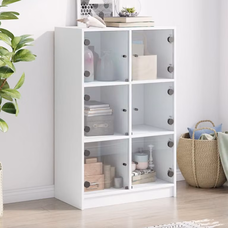 vidaXL Credenza Moderna Bianca con Ante a Battente in Legno L: 68 cm, P: 37 cm, H: 109 cm