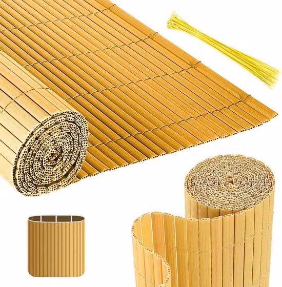 Recinzione per esterni in PVC, dimensioni 1,8x3 metri, ideale per garantire privacy – adatta sia come recinzione per il giardino che come parapetto per il balcone, colore bambù