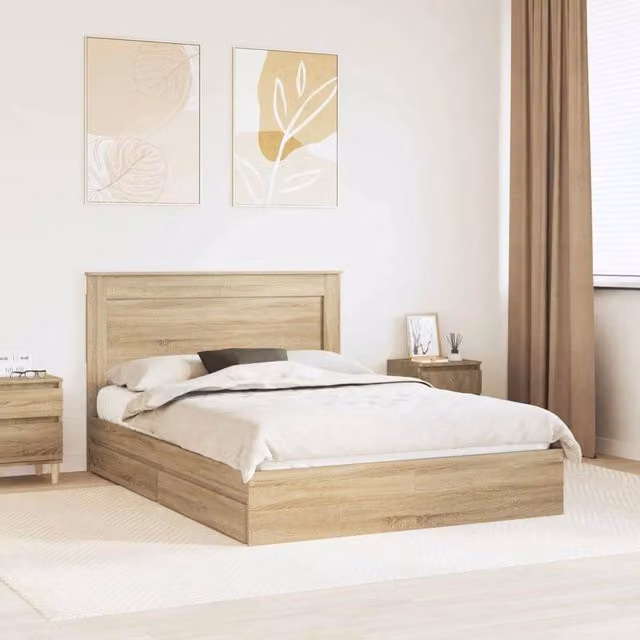 Letto con Contenitore con cassetto Rovere Sonoma 140 x 190 cm 3410240