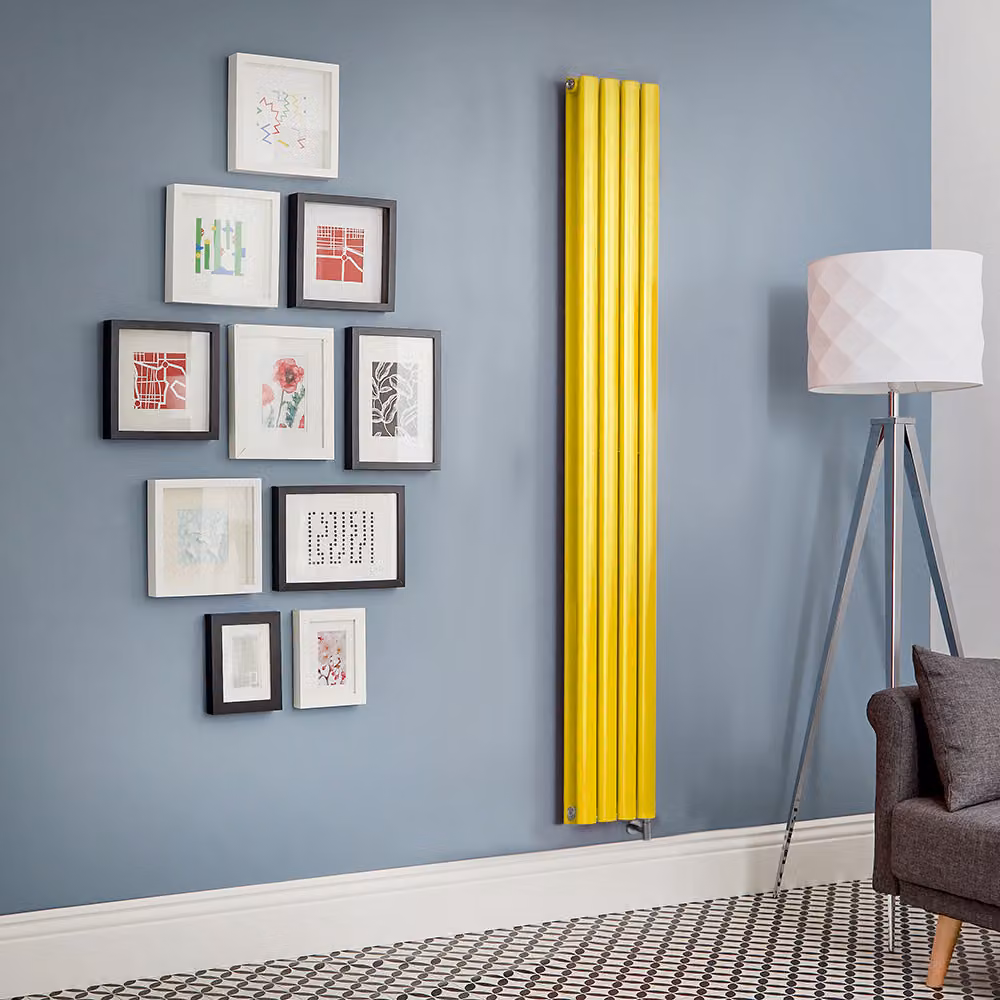 Radiatore Elettrico di Design Verticale Giallo (Dandelion Yellow) - Pannello Singolo - 1600mm x 236mm - Senza Termostato - Revive