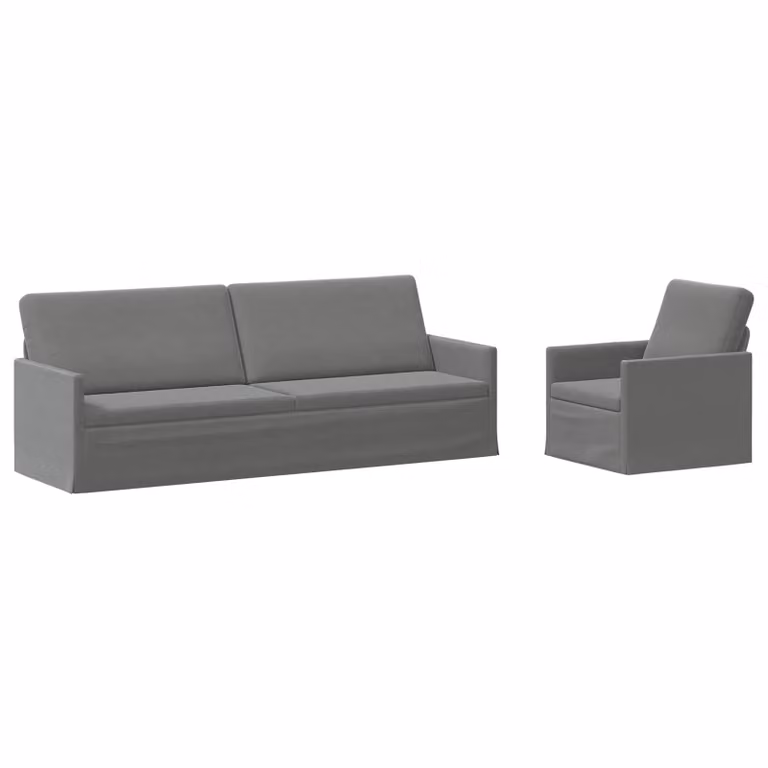 Set di 2 divani moderni vidaXL in velluto grigio con struttura in metallo per soggiorno o ufficio