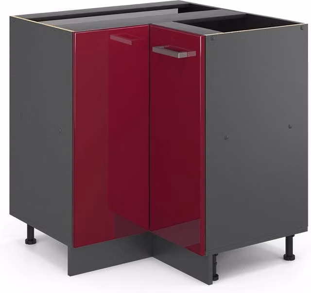 Mobile ad angolo cucina Vicco R-Line Rosso lucido e Antracite senza piano di lavoro L: 75.6 cm – 1
