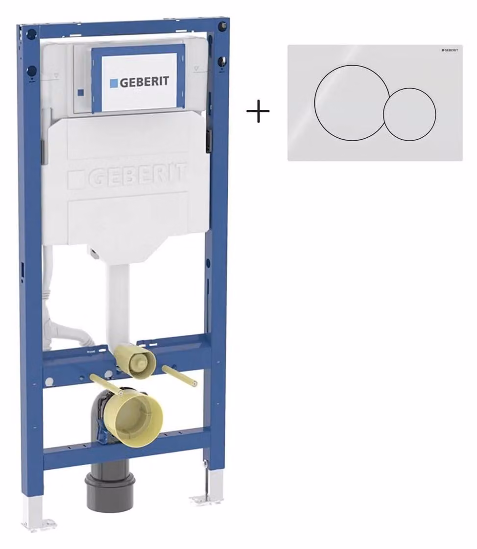 Elemento Geberit Duofix per WC a parete, 112 cm, con cassetta di risciacquo Sigma da 12 cm, con placca di azionamento Sigma01