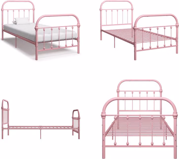 vidaXL Struttura per letto in metallo rosa 100 × 200 cm - Struttura per letto - Cornici per letto - Cornici per letto - Cornici per letto