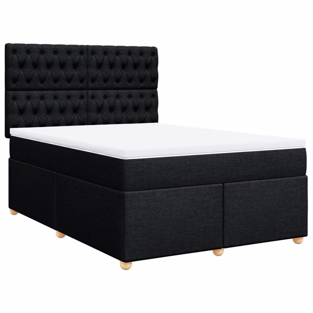 Giroletto a Molle con Materasso Nero 160x200 cm in Tessuto