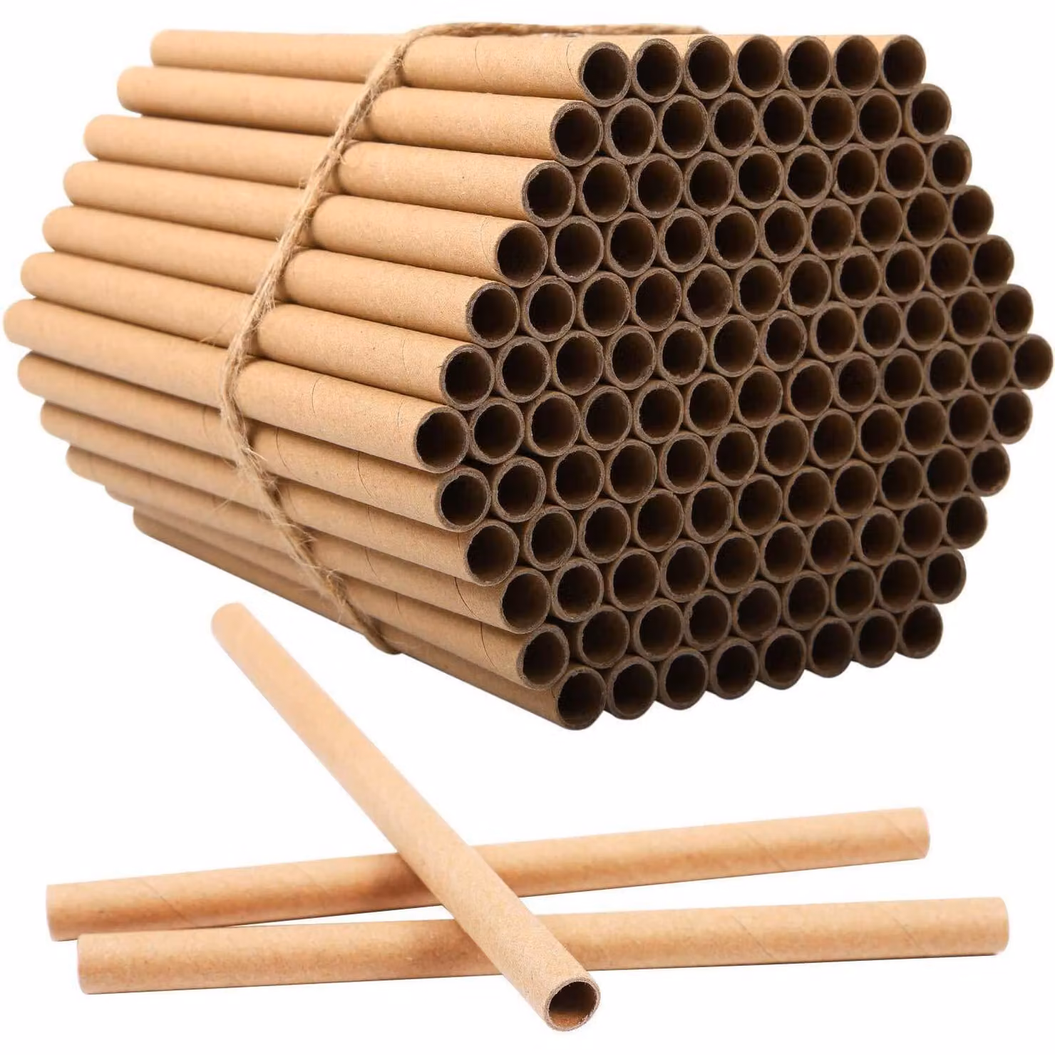 Set di 100 tubicini di carta per riempire un hotel per insetti, realizzati in cartoncino, con diametro di 10 mm e lunghezza di 150 mm