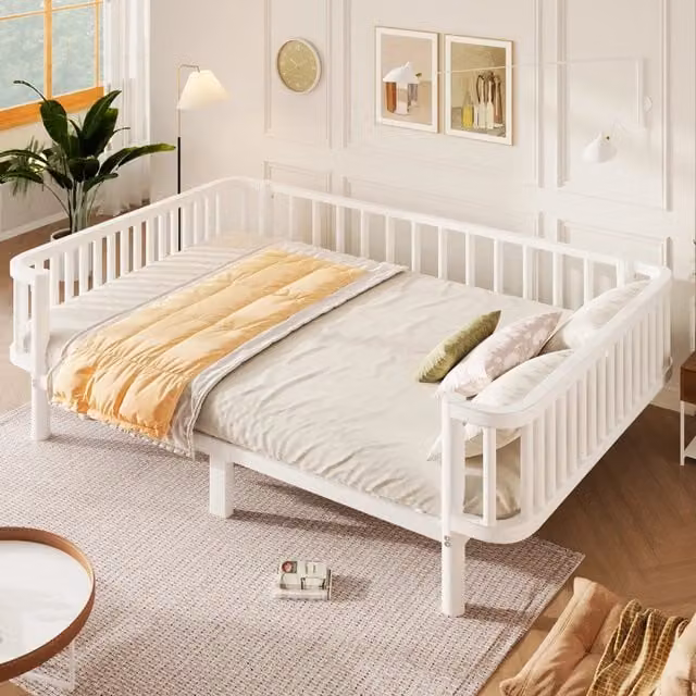 Letto da giorno in metallo con rete a doghe in acciaio bianco multifunzione per camera soggiorno e ufficio