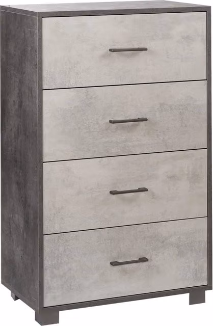 Cassettiera con 4 cassetti Sarmog 774k con struttura nero ossido e frontali color cemento H110 x L71 x P41 cm