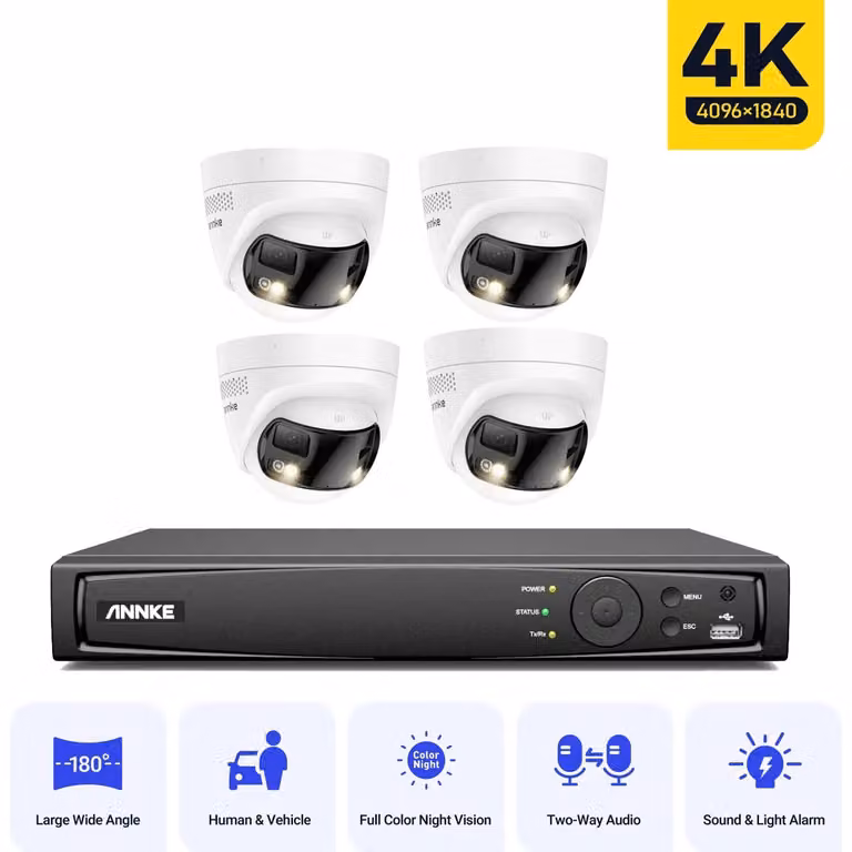 Sistema di sicurezza IP – Telecamera dome con doppia lente a campo visivo ultralargo di 180° e rilevamento del movimento basato sull'intelligenza artificiale
