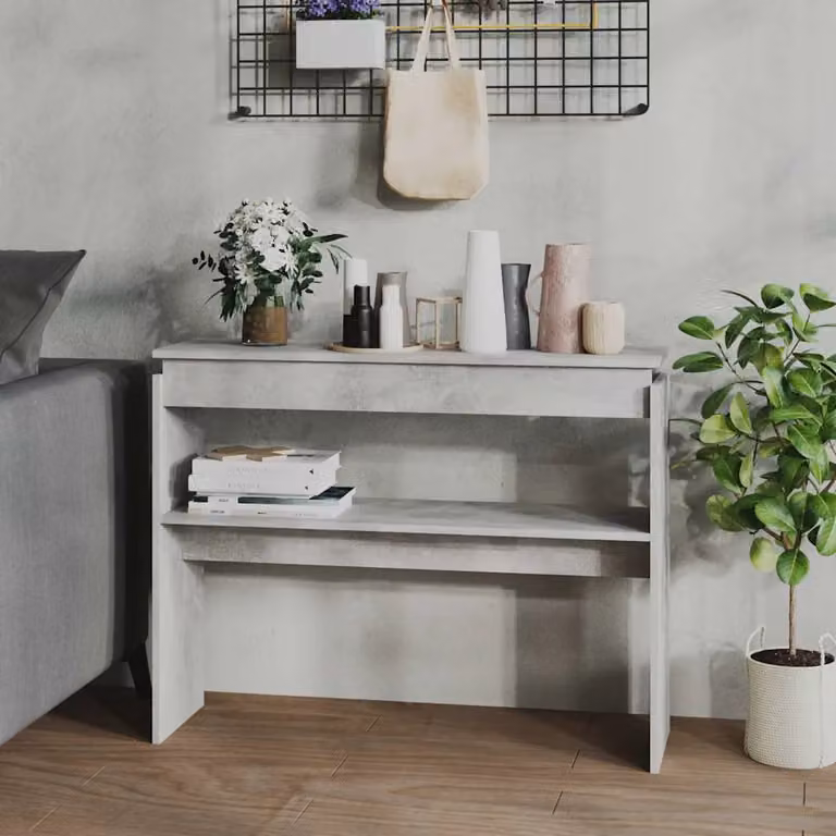 vidaXL Tavolino Consolle Moderno in Legno Multistrato Grigio L: 102 cm, P: 30 cm, H: 80 cm