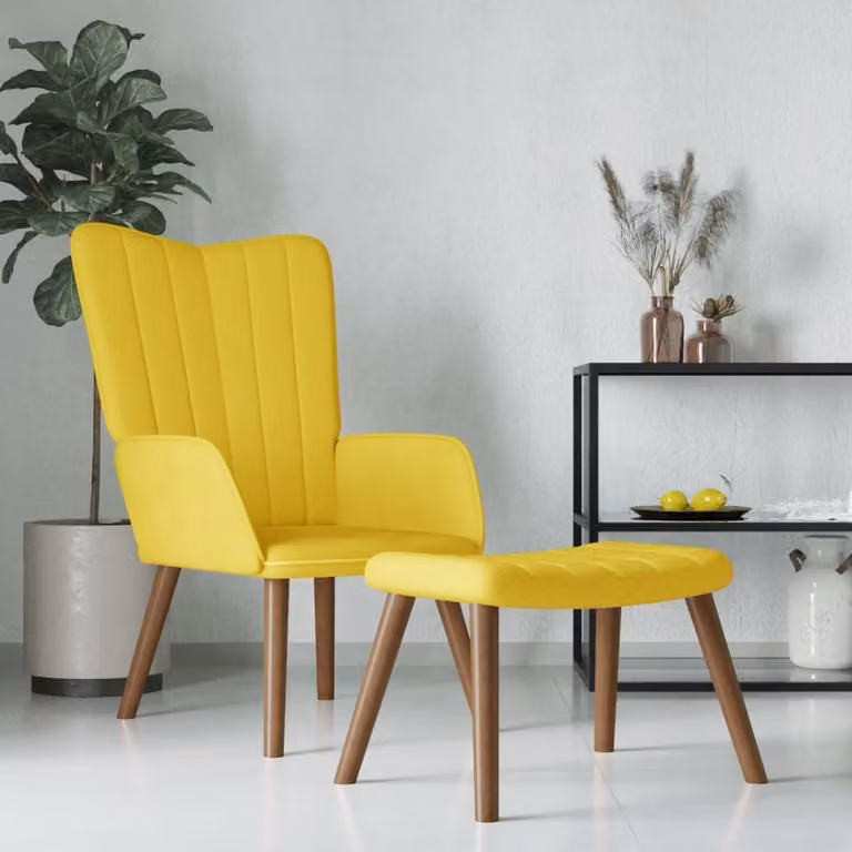 Maison Exclusive - Poltrona relax con poggiapiedi in velluto giallo senape