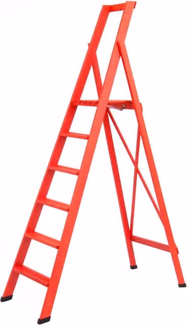 Scala Pieghevole in Legno a 6 Gradini GIORDANOSHOP Rossa H: 130 cm – 1