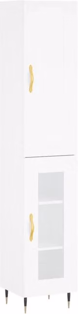 Credenza comò armadio mobile portaoggetti organizer cucina soggiorno alto 34,5 x 34 x 180 cm legno ingegnerizzato bianco 02_0032386