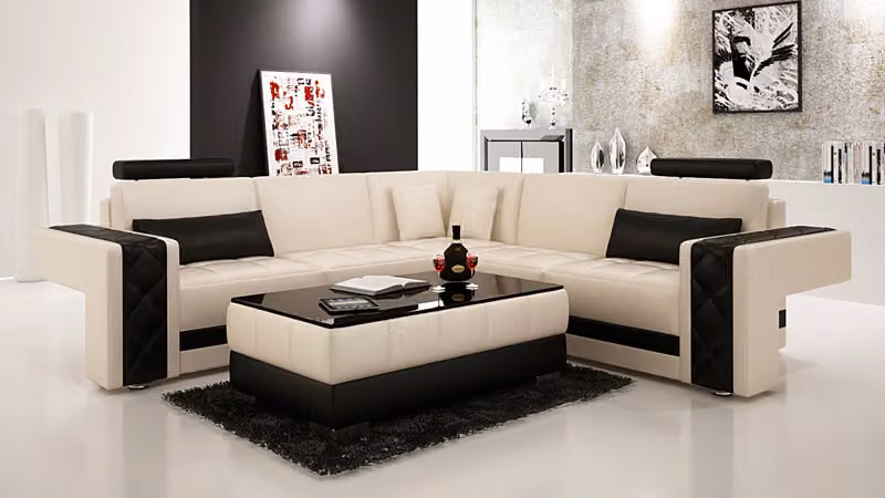 Ledersofa Couch Wohnlandschaft Ecksofa Eck Garnitur Design Modern Sofa L6010B