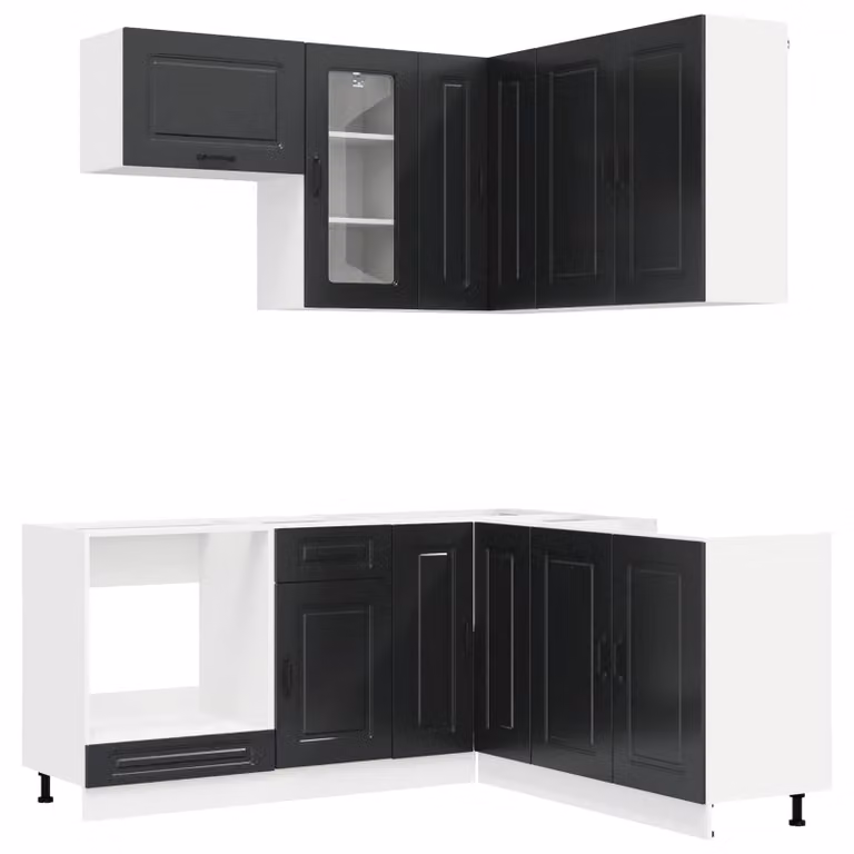 Set di mobili da cucina KALMAR, 8 pezzi, colore nero, materiale: legno composito