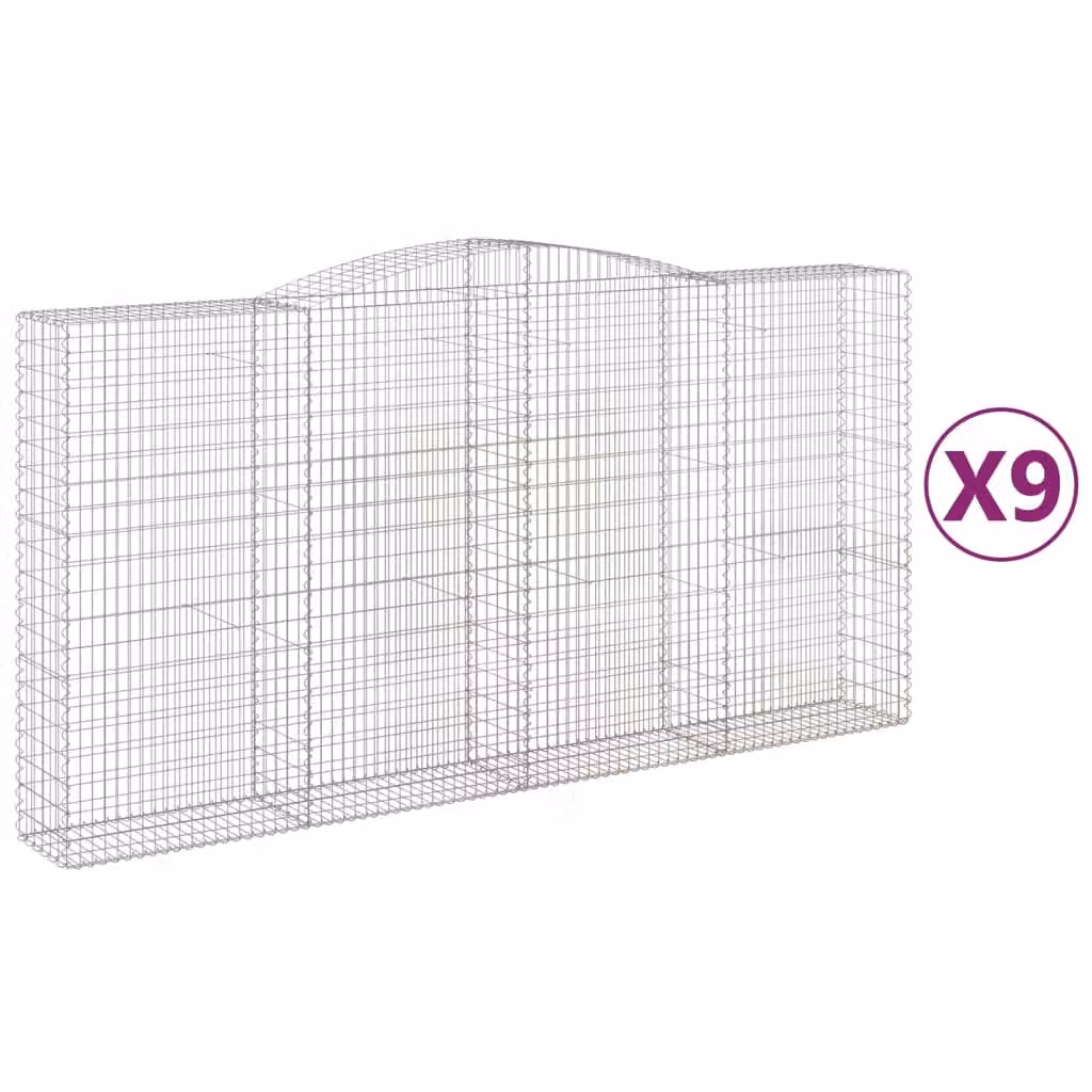Cesti Gabbioni ad Arco 9 pz 400x50x200/220 cm Ferro Zincato