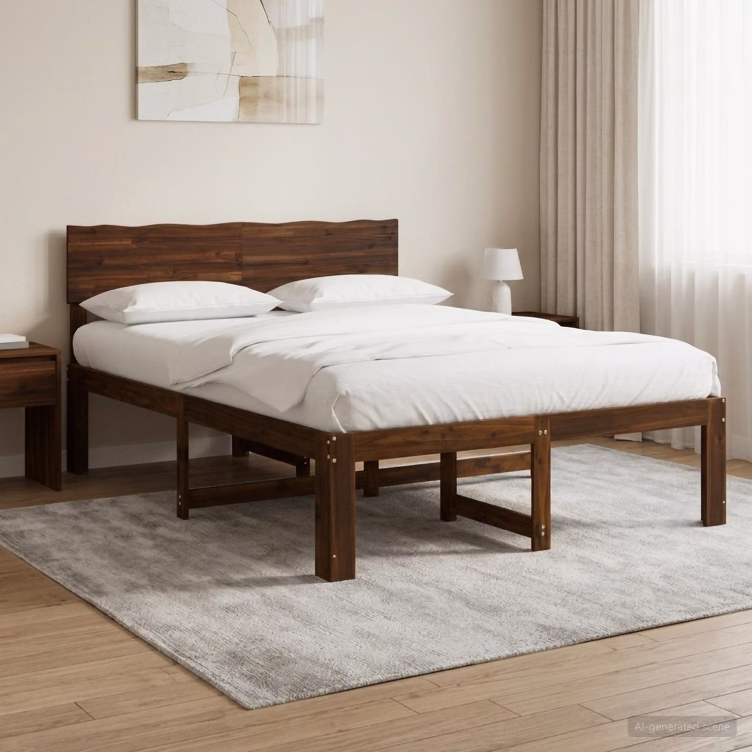 vidaXL Letto matrimoniale ROSTOCK in legno di acacia marrone con testiera L 140 x P 190 x H 91 cm