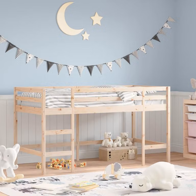Letto Soppalco per Bambini vidaXL in Legno di Pino Massello Marrone L/P/H: 200 x 80 x 178,5 cm