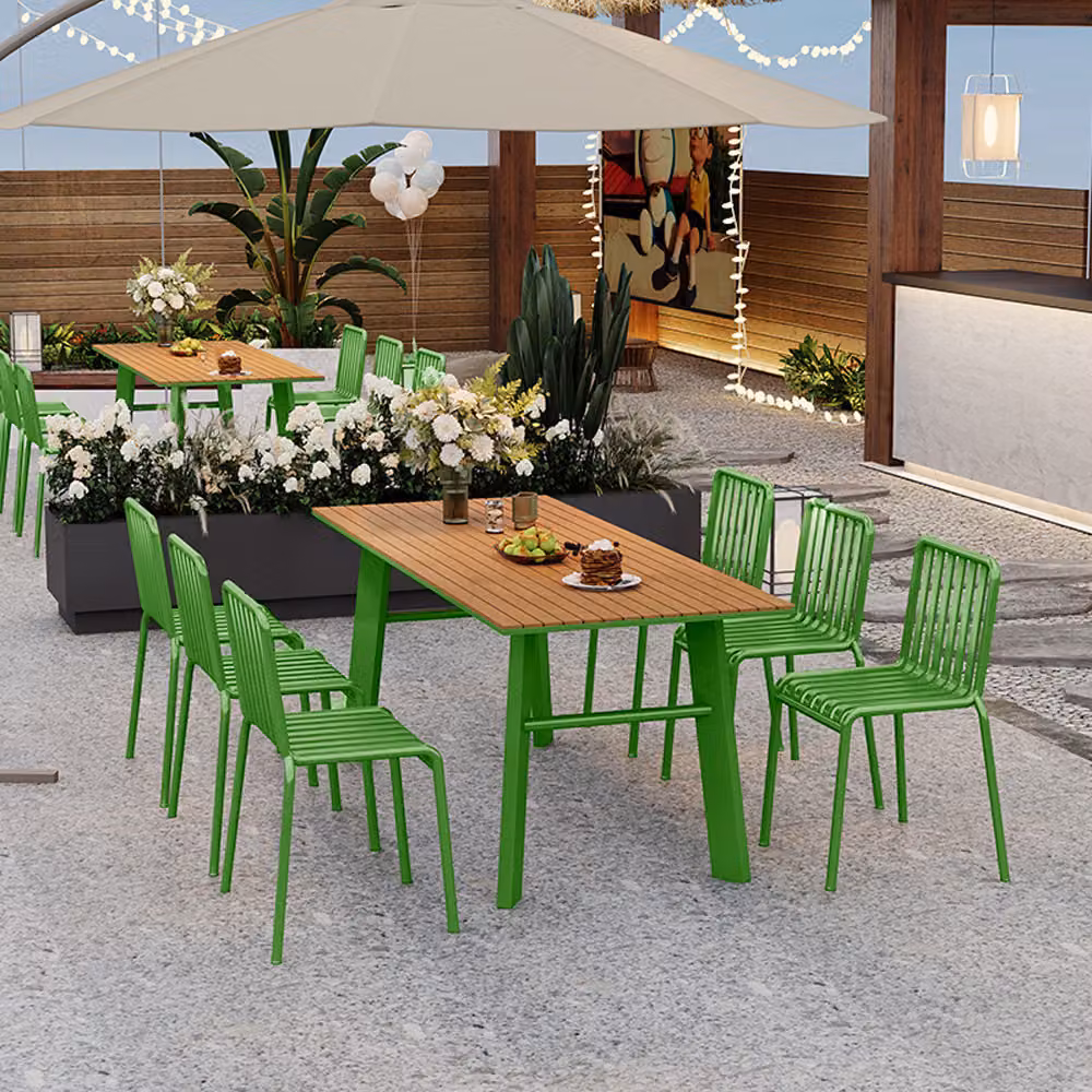 Set di mobili da giardino, set di mobili da giardino 7pcs, set da pranzo all'aperto tavolo e sedie combinato, set di un tavolo 160x80x75cm e 6 sedie verde /YZLY6/