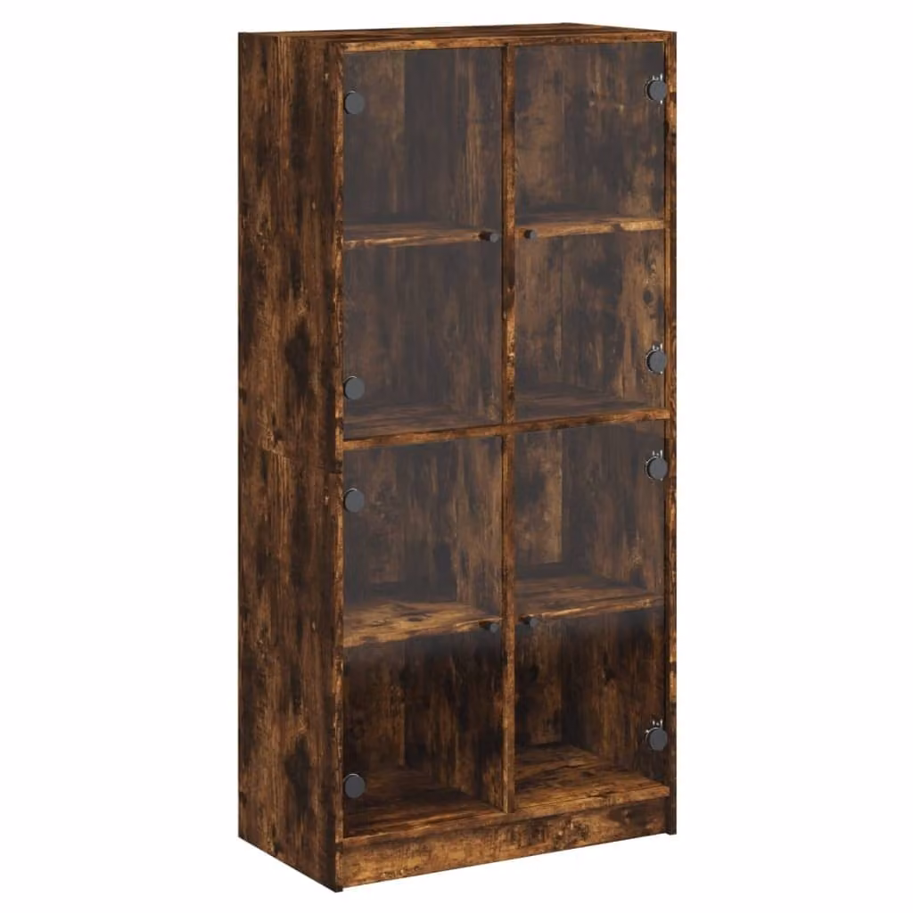 Credenza con Ante Rovere Fumo 68x37x142 cm Legno Multistrato