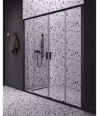 Porte per doccia da nicchia RAVAK Blix II 140 cm, telaio nero, vetro trasparente 0YMM0300Z1