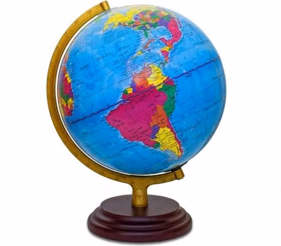 Mappa del Mondo con Illuminazione LED Magellan-Expedition, Colore Marrone e Oro, da Tavolo