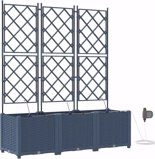 Set di 3 fioriere da esterno vidaXL in acciaio grigio L/P/H: 120 x 120 x 142 cm