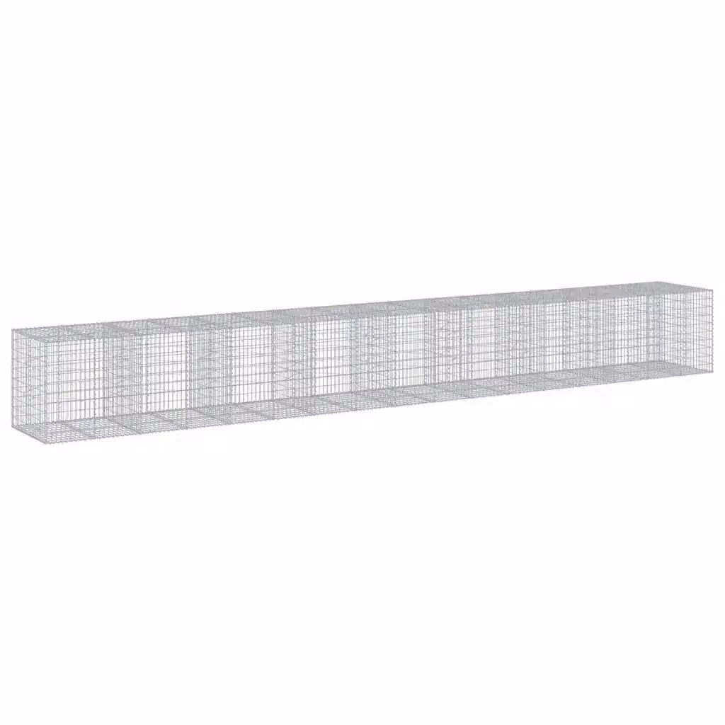 Cesto Gabbione con Copertura vidaXL in Ferro Zincato Grigio L: 850 cm, P: 100 cm, H: 100 cm – 2