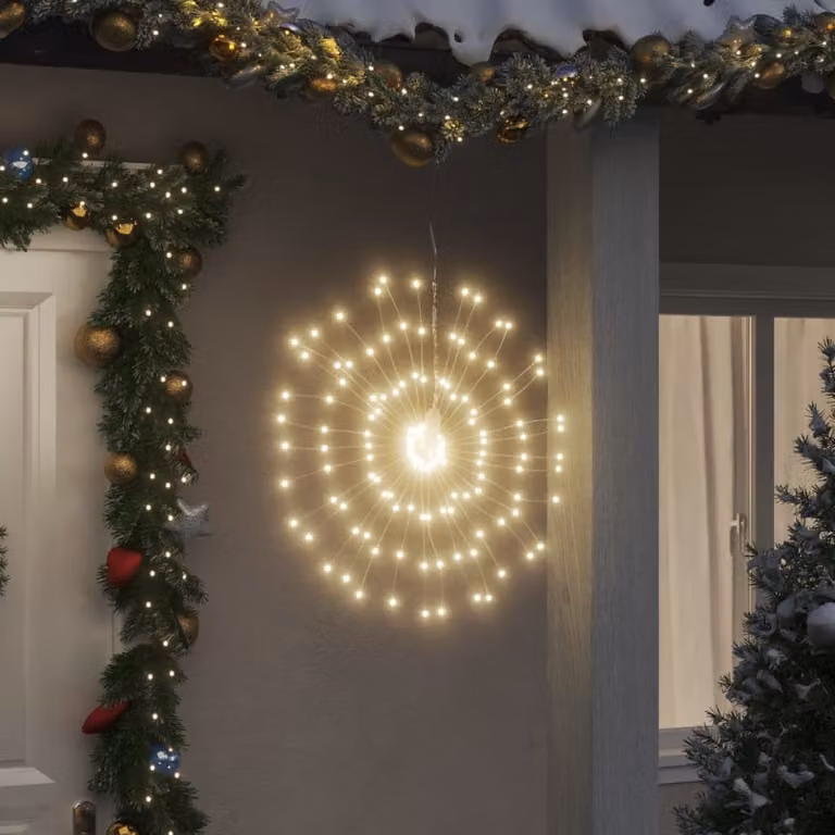 Set di 2 luci di Natale a LED vidaXL Galassia Bianco Caldo con Telecomando e Timer, fili in rame trasparenti, Altezza: 17 cm