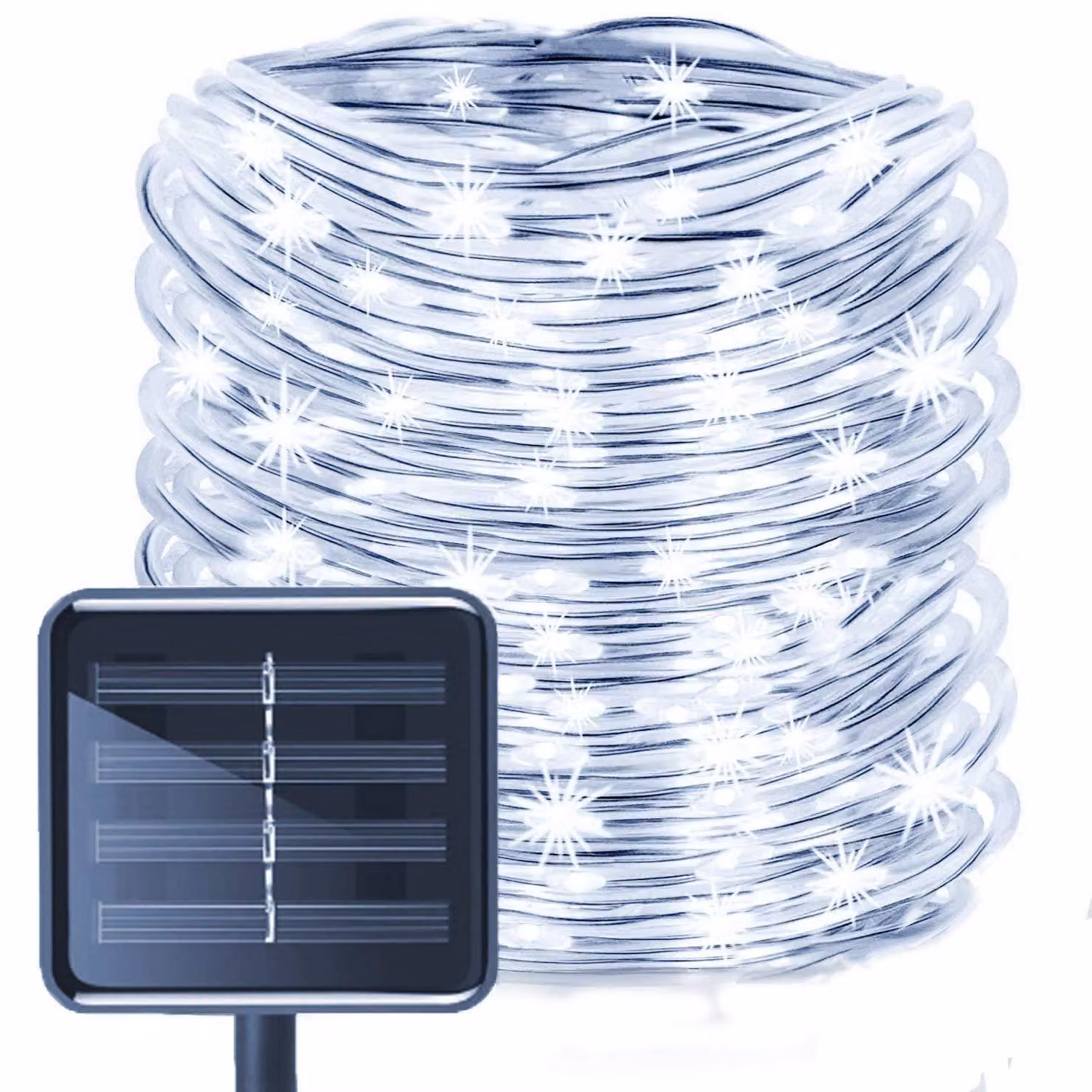 Lampada solare da esterno, 12 metri, 100 LED, impermeabile, luce bianca