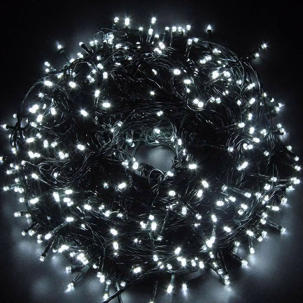 Catena luminosa a LED, 500 LED bianchi freddi, 50 metri, 8 modalità, timer, grado di protezione IP44