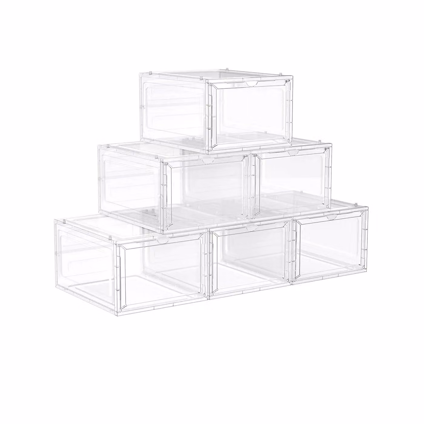 Scatole Portascarpe con Sportello in Plastica Impilabile Montaggio Semplice, Bianco