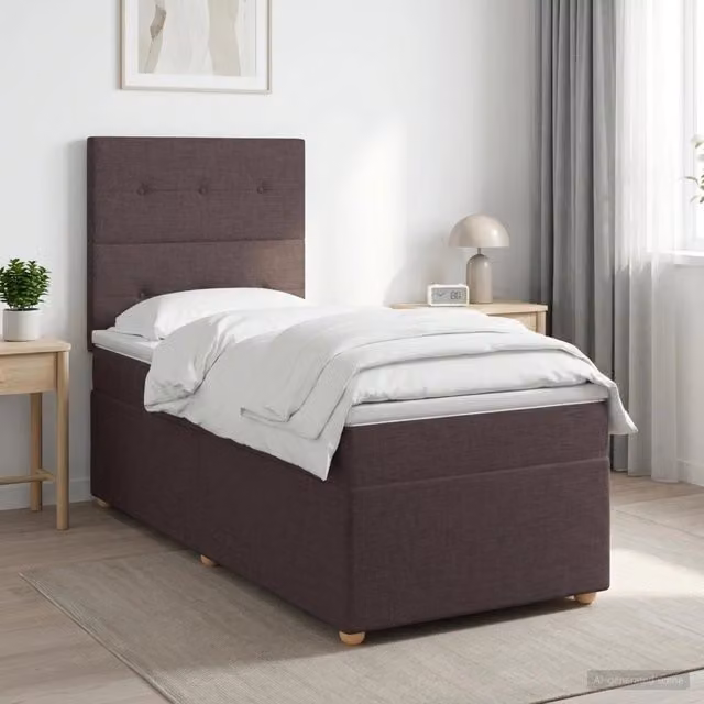 Letto box spring con materasso Marrone Scuro 80 x 200 cm 3453756