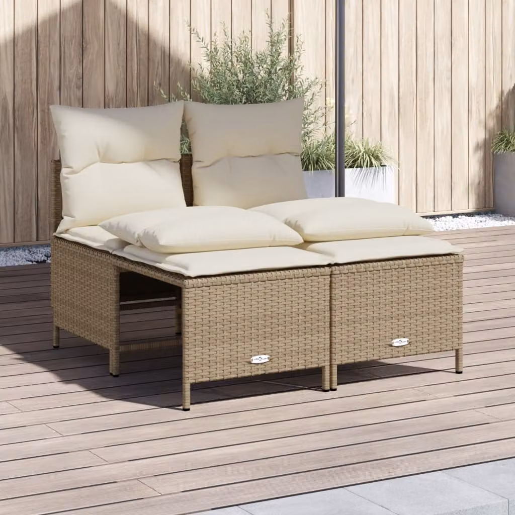 Set Divano da Giardino vidaXL 4 pz a Forma a L con Cuscini Beige e Struttura in Metallo