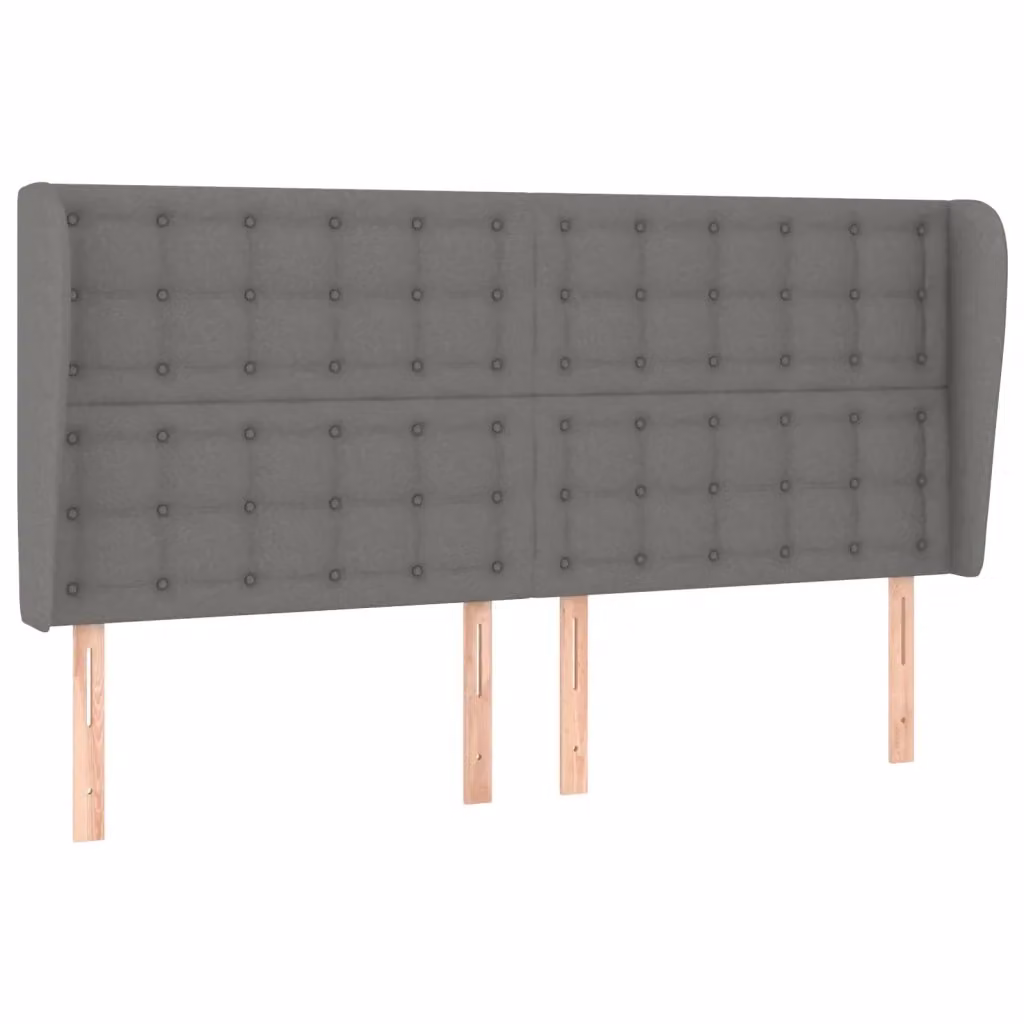 Testiera ad orecchio Design Mania in tessuto grigio con struttura in legno di larice, L: 203 cm, P: 23 cm, H: 118/128 cm – 2
