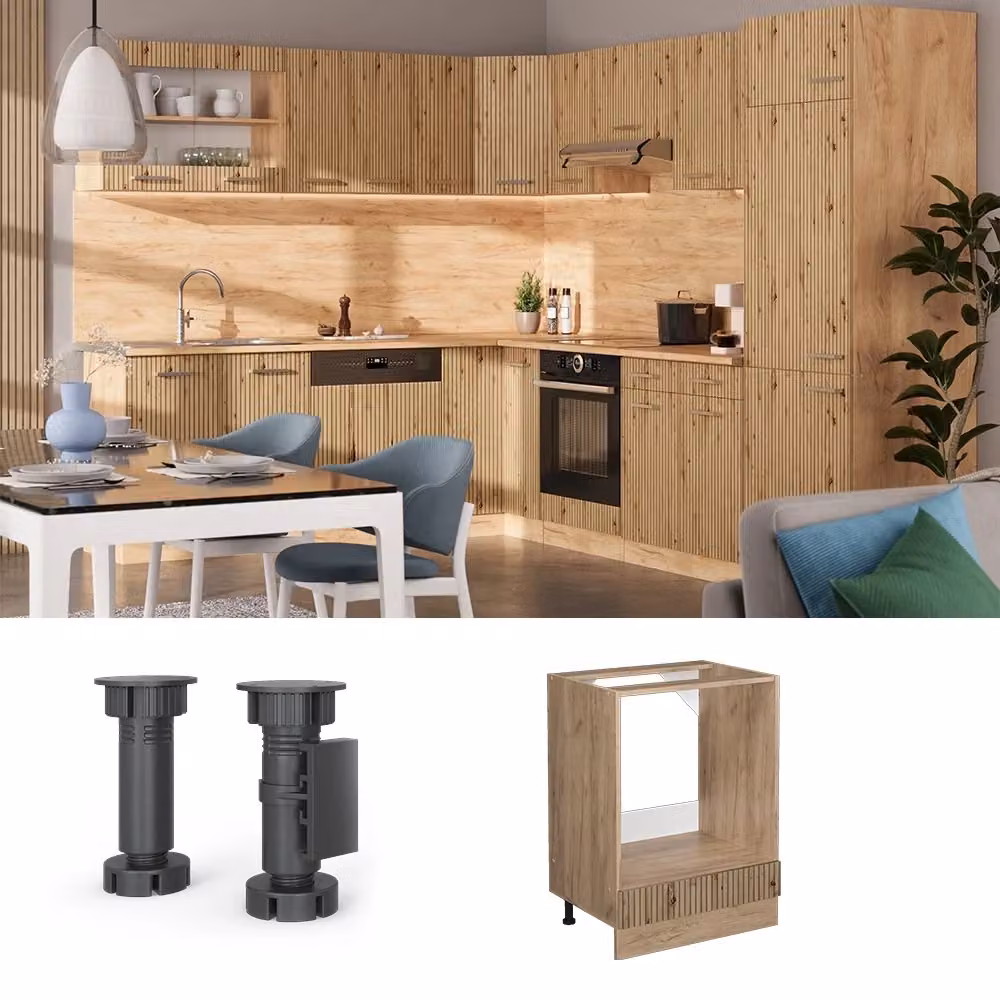 Mobile per forno da incasso Vicco R-Line Rovere dorato, L: 60 cm – 2