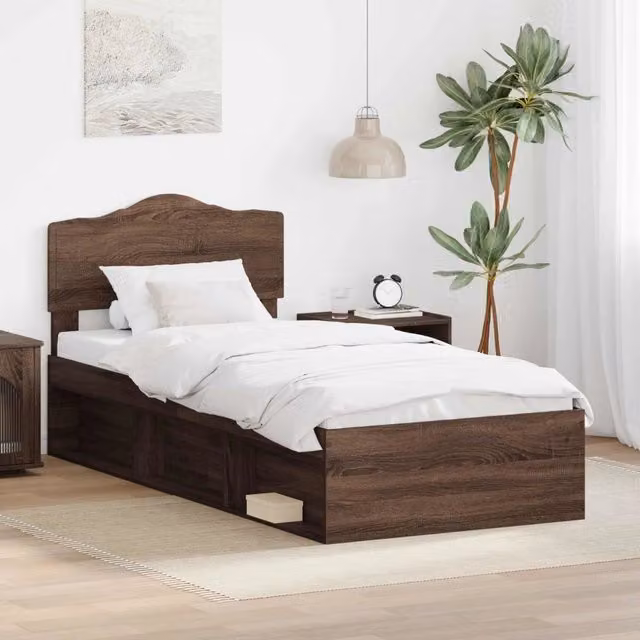 Struttura del letto Rovere Marrone 90 x 200 cm Pino massello 3412949