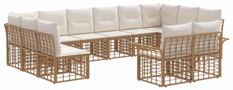 Set di divani da esterno 12 pcs Naturale e Bianco Crema
