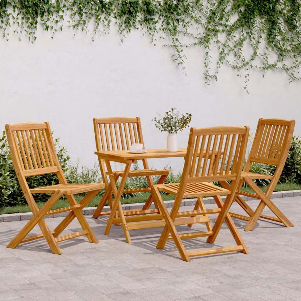 Set Pranzo da Giardino Pieghevole vidaXL in Legno di Acacia Marrone 5pz – 1
