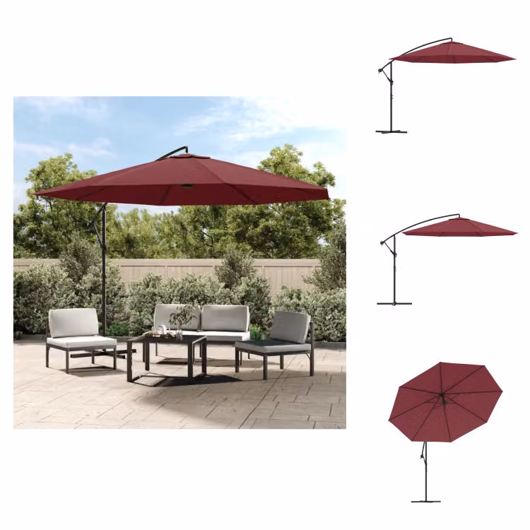 vidaXL Ombrellone a semaforo con asta in alluminio 350 cm rosso bordeaux - Ombrelloni e tende da sole