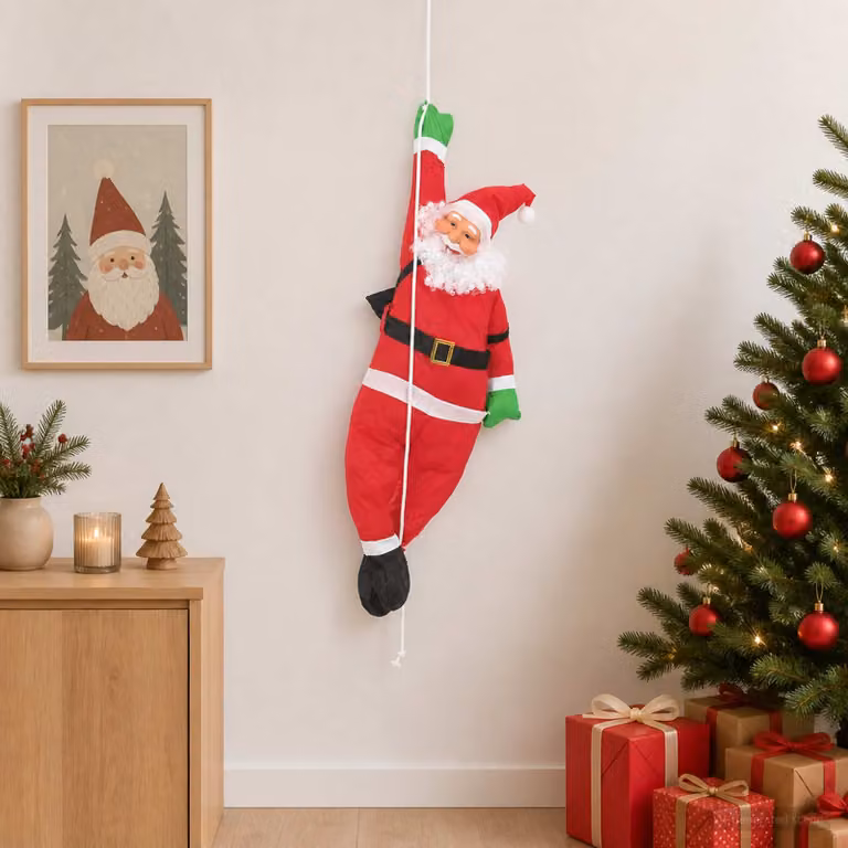 vidaXL Babbo Natale appeso su corda Rosso 30 x 15 x 130 cm Poliestere