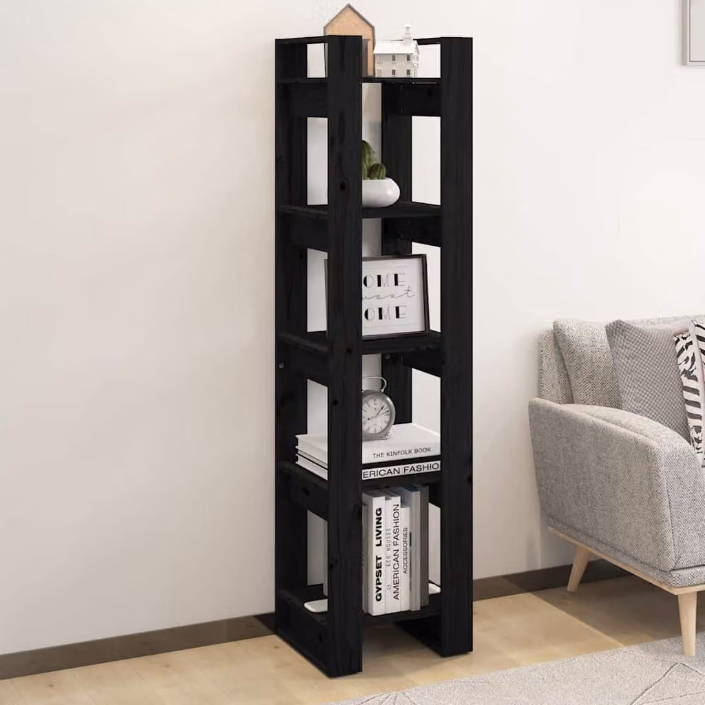 Libreria/Divisorio vidaXL in Legno Massello di Pino Nero L: 41 cm, P: 35 cm, H: 160 cm