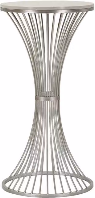 Tavolinetto Funnel Charme1921 in marmo e metallo argento, diametro: 40 cm, altezza: 79 cm