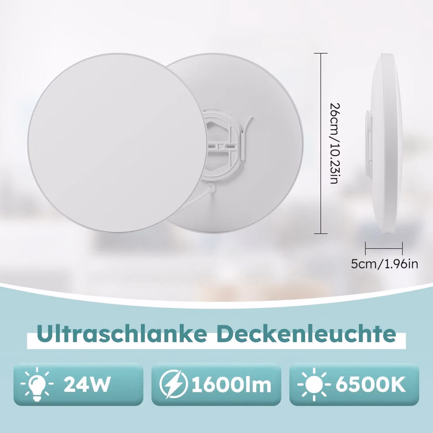 Pannello LED a soffitto - Forma circolare - 24 W - 6500 K - Confezione da 2 - Da incasso - Non dimmerabile