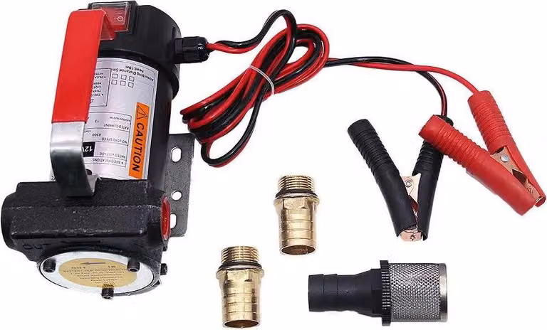 Pompa di trasferimento diesel/olio - Elettropompa autoadescante - 12 V - 175 W - 40 l/min - Spina UE - Nero